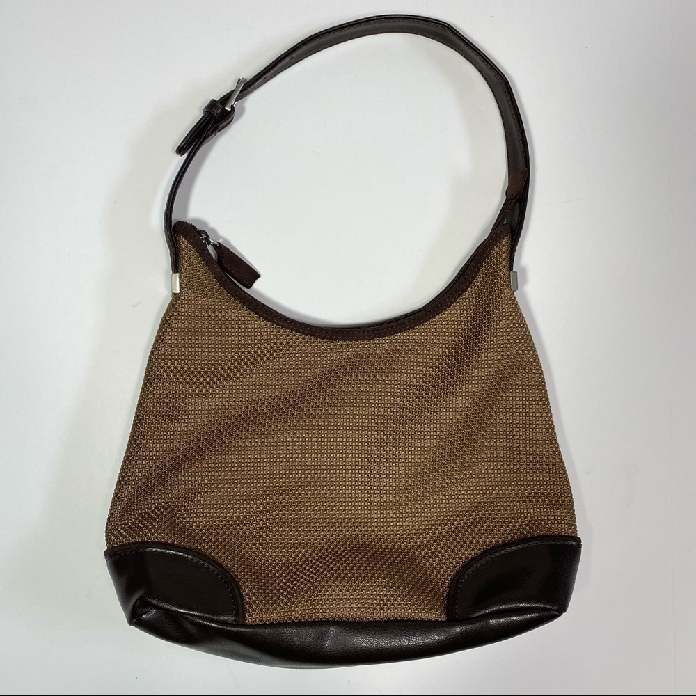 The Sak Tan Woven/ Brown Leather Trim Shoulder Bag